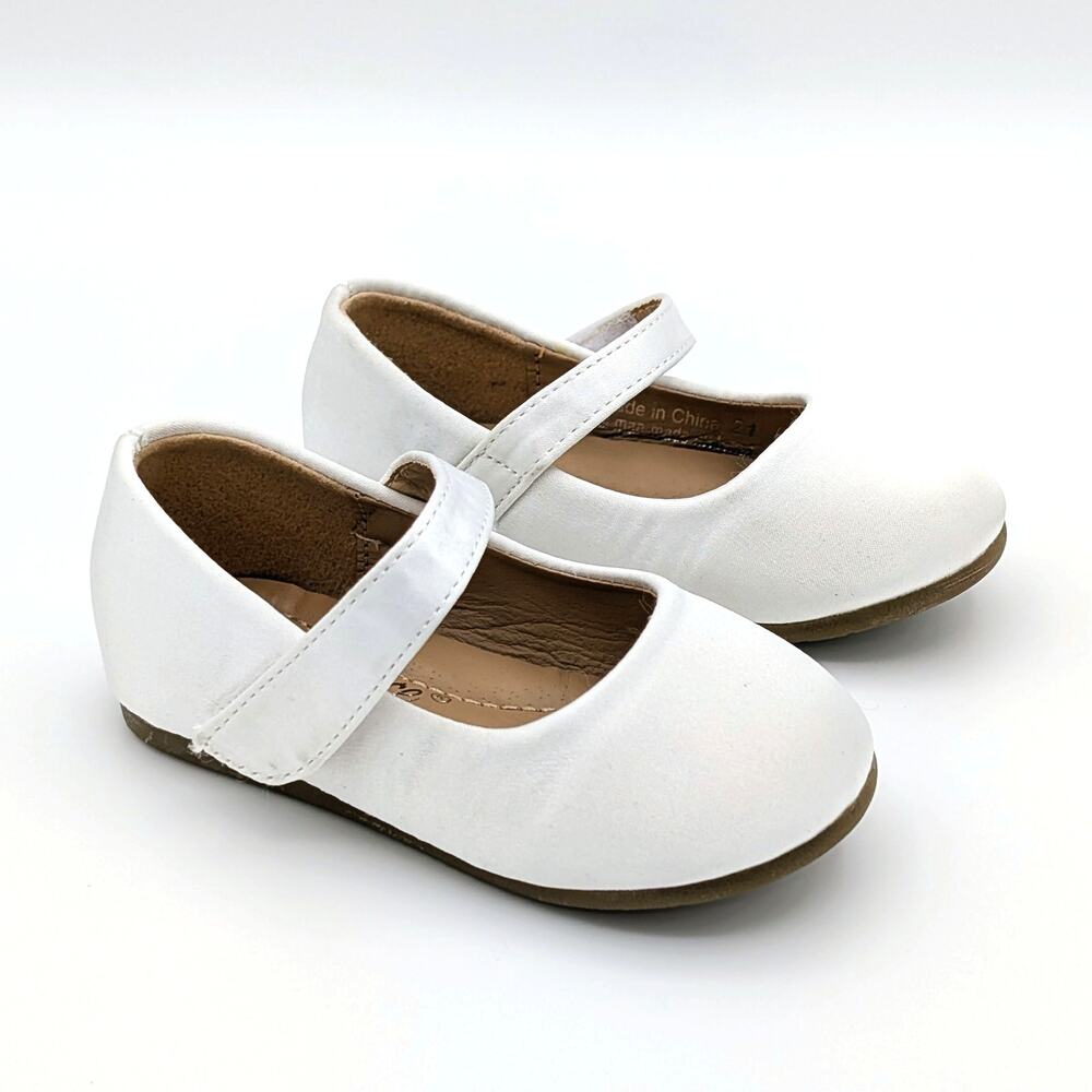 White Satin Mary Jane Toddler Shoes EU 21 US 5.5 Flower Girl Easter Dress Up